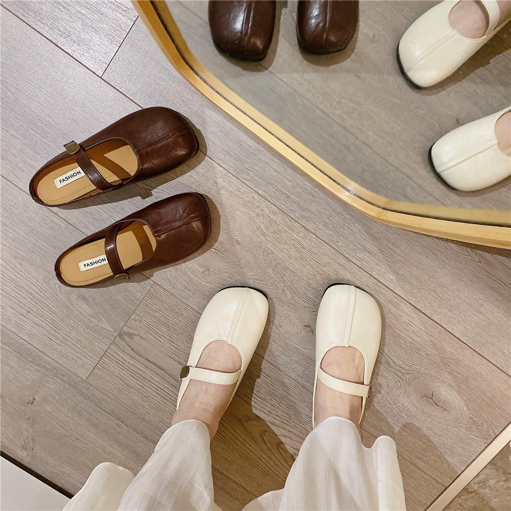 Mary Jane shoes soft sole not tired feet women's shoes bag head half slippers women's summer wear new with skirt lazy sandals