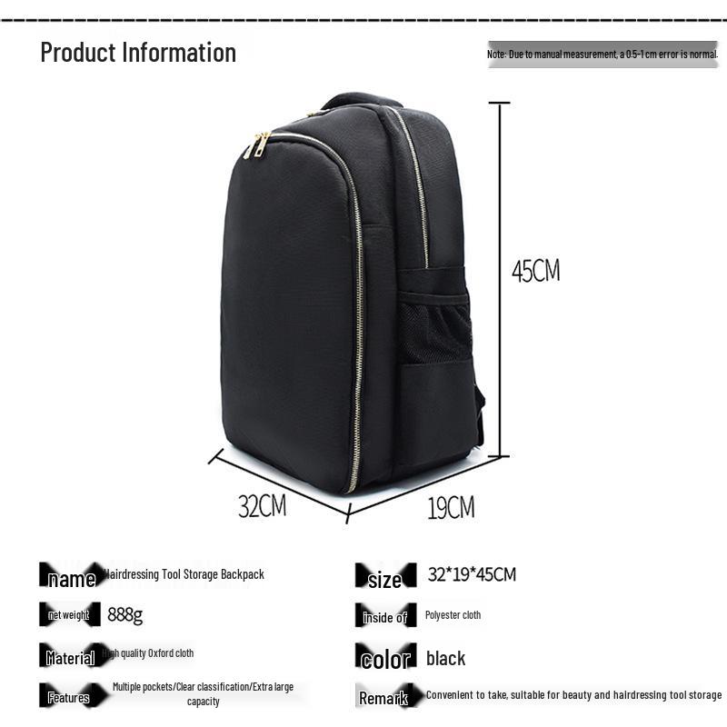 Hairdresser's Portable Backpack for Haircut Tools: Large Capacity for Hair Dryer & Electric Clippers.