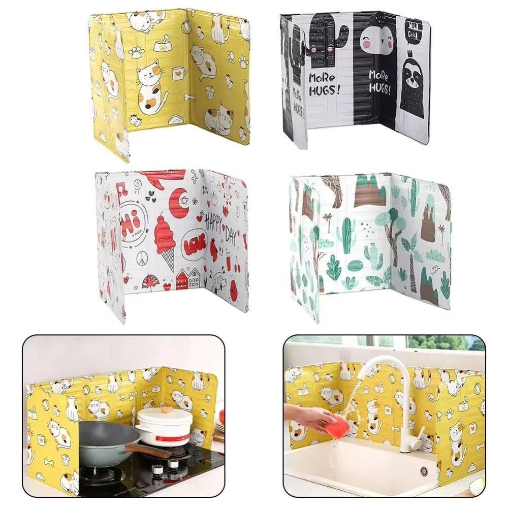 Foldable Gas Stove Oil Baffle Anti Splatter Heat-resistant Gas Stove Insulation Board Aluminum Foil Oil Baffle