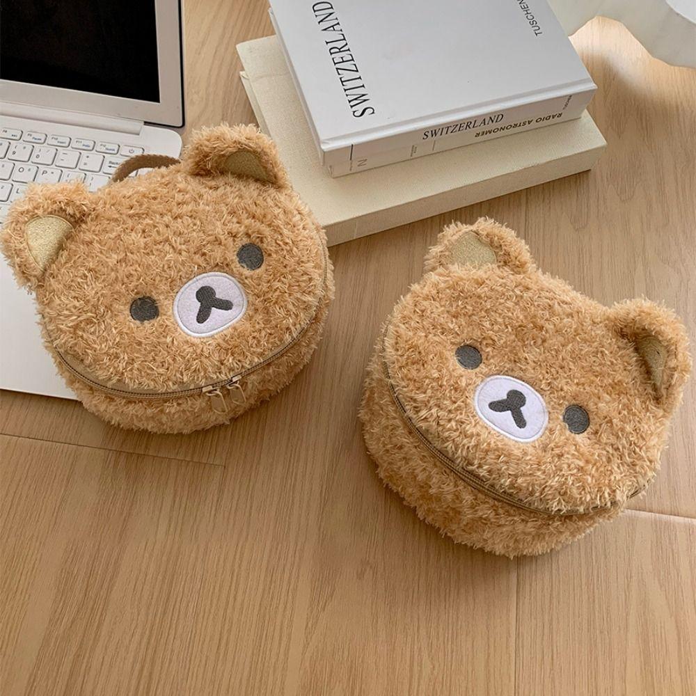 Large Capacity Bear Cosmetic Storage Bag Built In Partition Large Opening Mouth Makeup Pouch Portable Handle