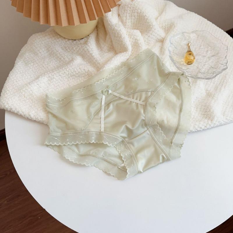 Lingerie Sexy Pure Desire Fresh Flowing Lace Women's Underwear with Bow Mesh Naked Lightweight Breathable Triangle Pantys for Women
