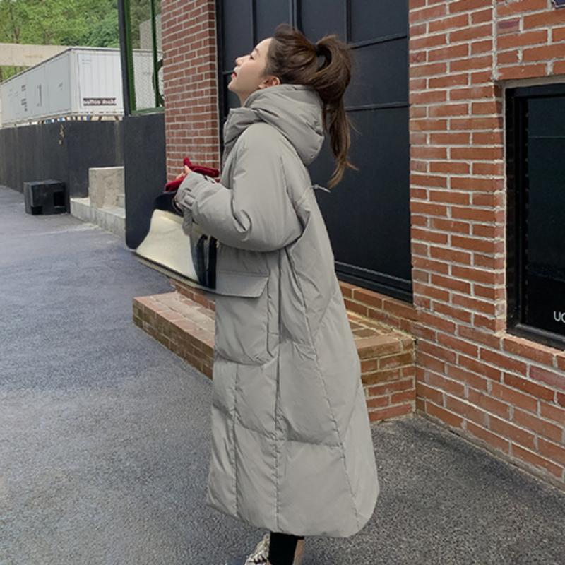 Women's Green Down Jacket Hooded Long Cotton Clothes Winter New Korean Fashion Loose Oversized Warm Thicken Windproof Coat Tops