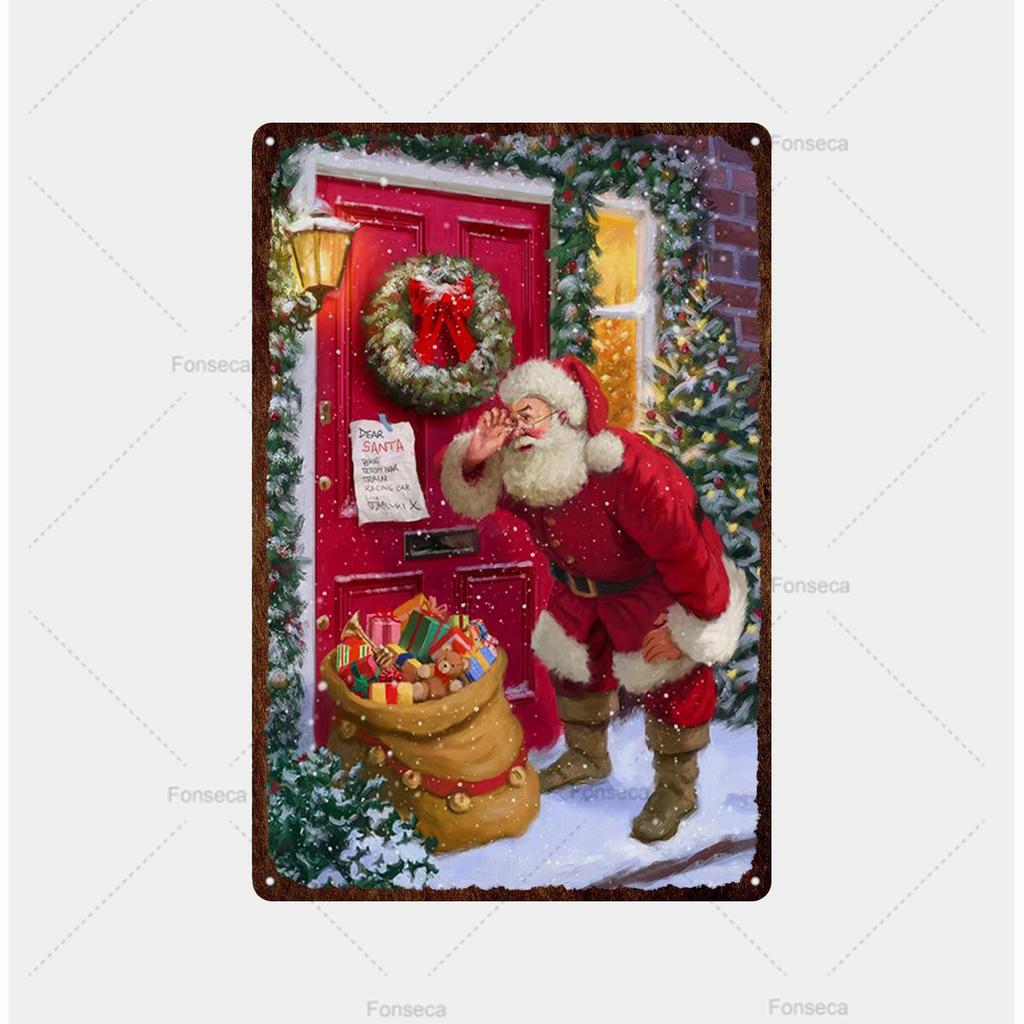 Santa Claus Snow View Metal Sign Vintage Tin Sign Metal Vintage Bar Vintage Wall Decoration Bar Club Metal Poster