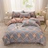 New Stylish Skin-Friendly Cotton Flannel Bedding Set - Thickened Plaid & Floral Design for Students