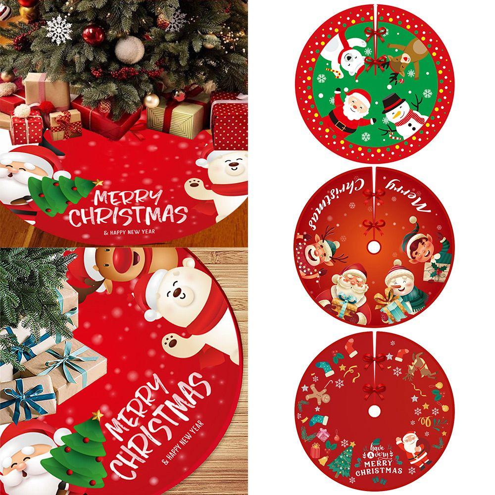 Merry Christmas Floral Happy New Year Christmas Trees Skirt Xmas Floor Cover Party Decor Apron