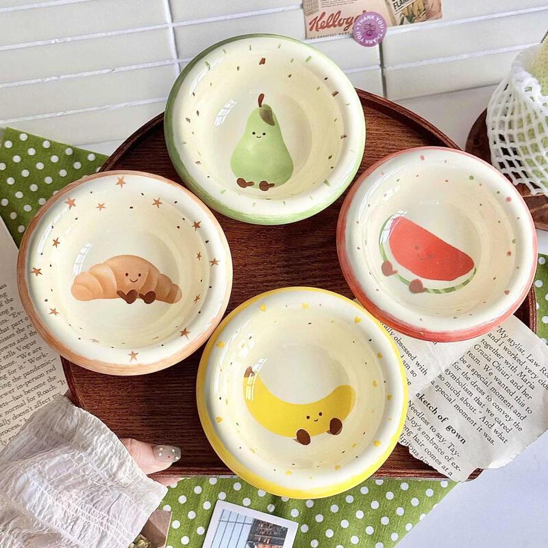 ZISIZ Cartoon Ceramic Fruit Croissant Dipping Dishes Set