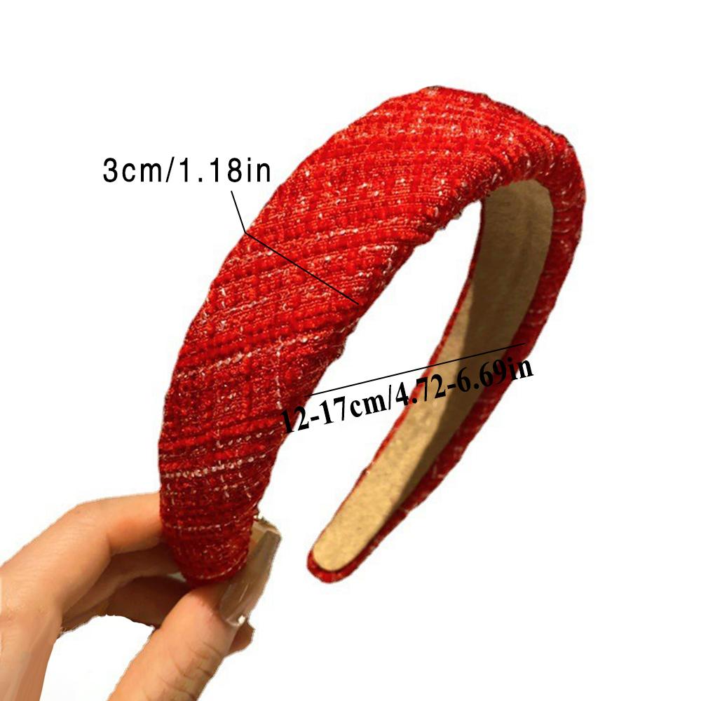 3Pcs Retro Red Women's Headband Velvet Headband Headband With Plaid, Pearl, Plush, Fabric, Knitted Mixed Design Wide Brim Sp