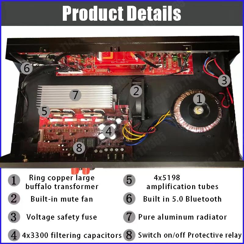 110/220V 555BT Dynamic Screen Sound Amplifier HiFi Stereo Digital Bluetooth Amplify For Home Car Karaoke Theater Max 2500W
