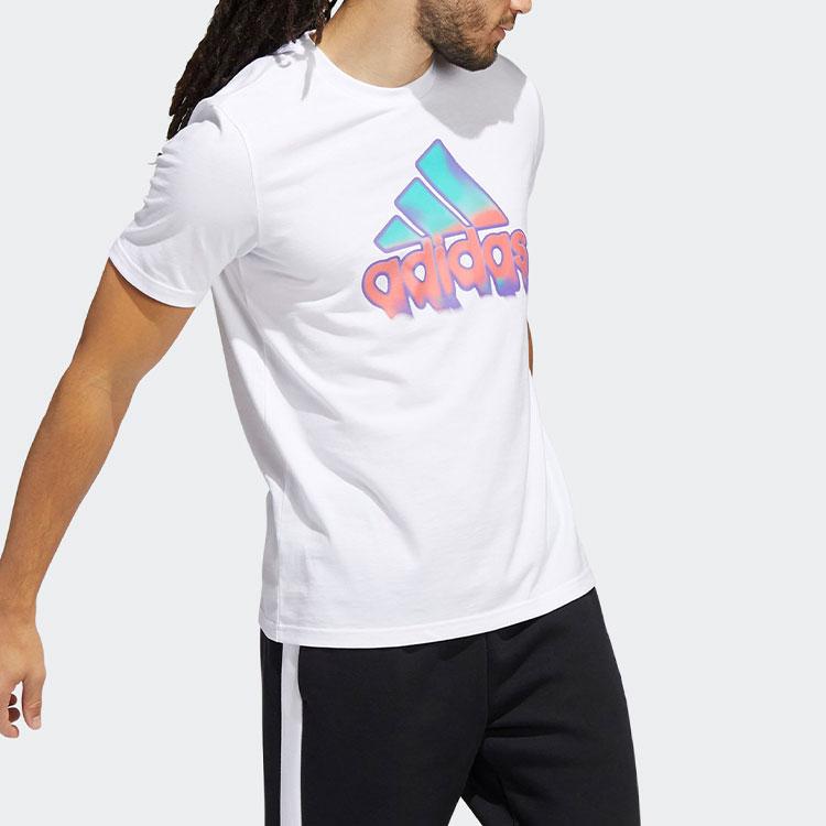 Adidas SS22 Letter Logo Round Neck Short Sleeve T-Shirt Men Tops White HE4812