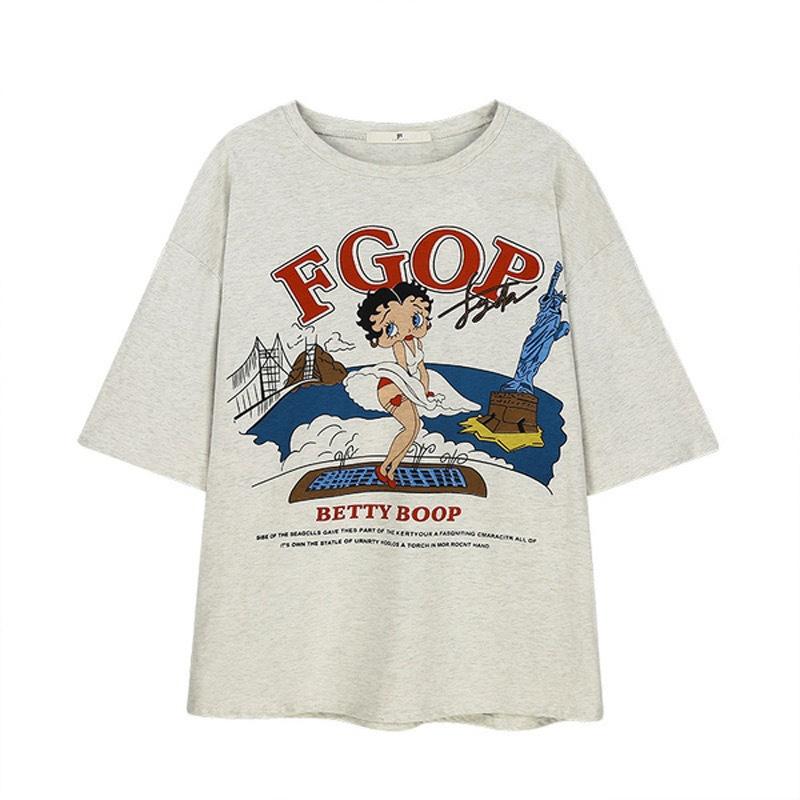 American Vintage Retro Large Size T-shirt Women's Pure Cotton Trendy Brand Vintage Short-sleeved Ins Versatile New Summer Top