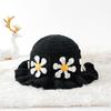 Women Plush Hat Bowler Hat Knitted Hat Breathable Handmade Crochet Vibrant Floral Pattern Cute Hollow Ruffles Colorful 56-58cm