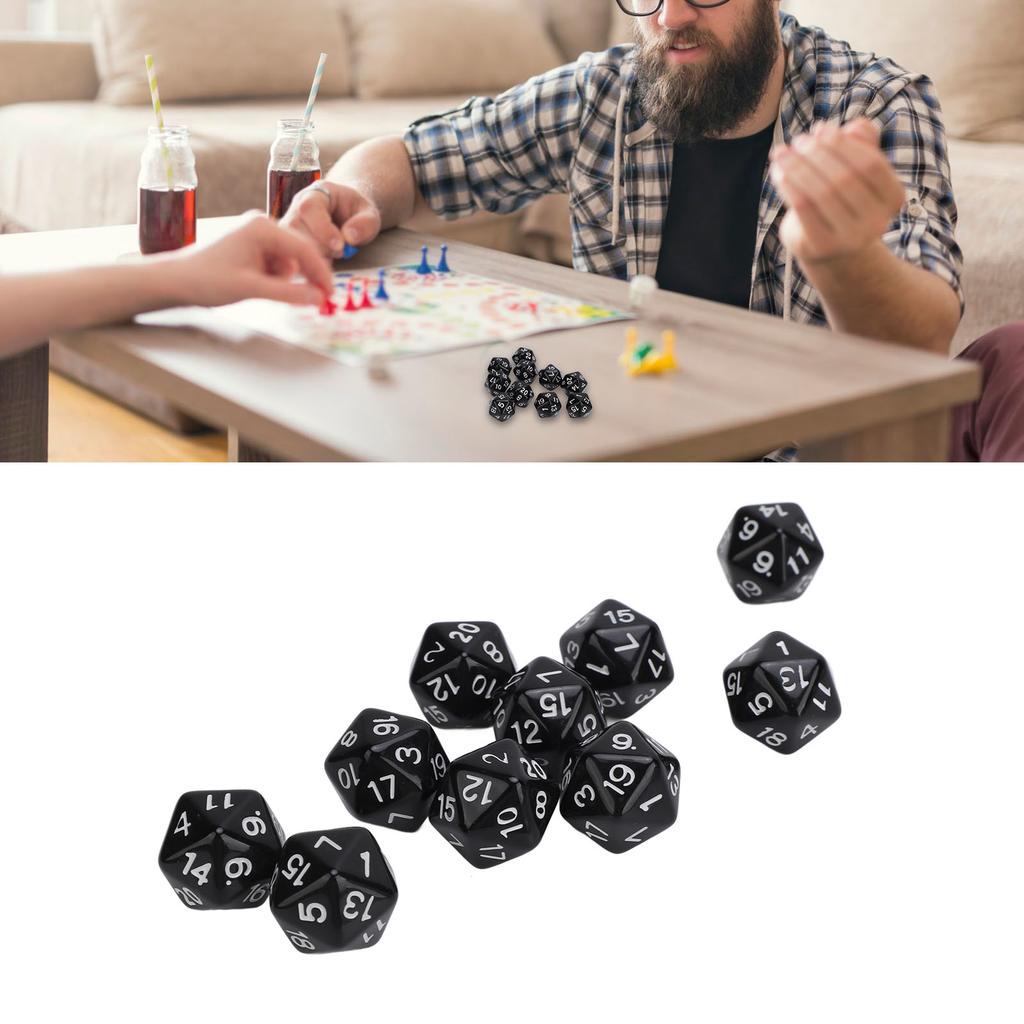 10PCS Polyhedral Dice Set Plastic Lightweight 20 Sided Dice for Role Playing Table Games