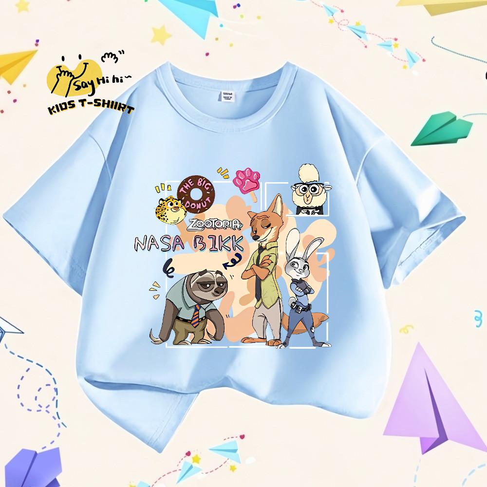 Christmas children s T-shirt, animal city girl s top, soft and skin friendly 140