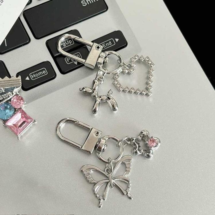 High-value Cool Black Cherry Color Diamond Sweetheart Candy Keychain Pendant Personality Trendy Cool Student School Bag Accessories