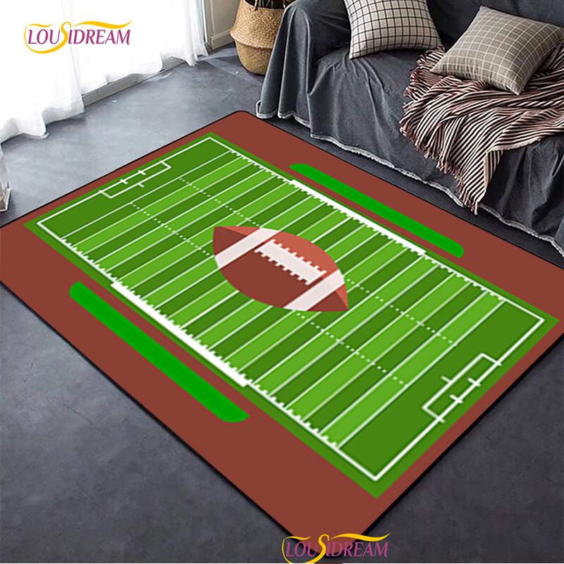 Personalisierter American Football Court Teppich, Teppich für Wohnzimmer Schlafzimmer Dekoration, Kinder Küche Badezimmer Rutschfeste Bodenmatte Alfombra