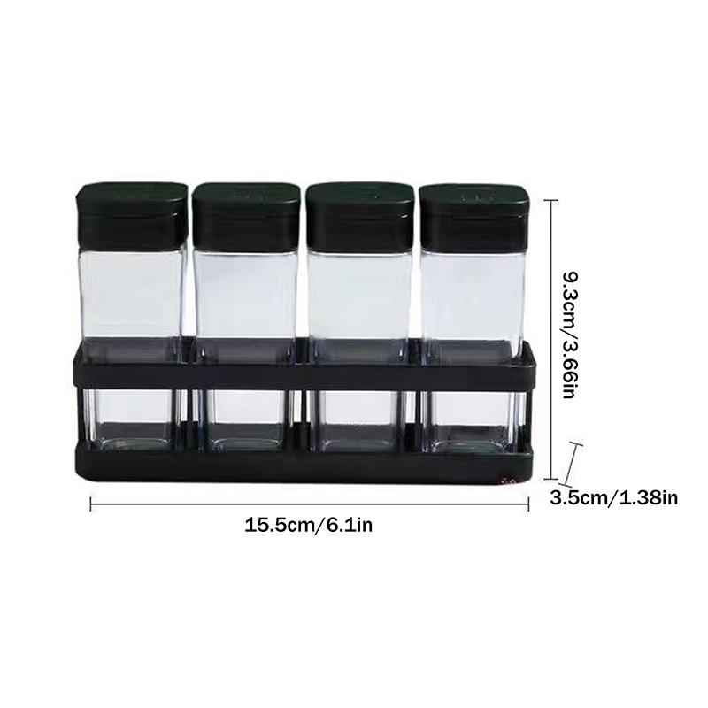 Four-Grid BBQ Spice Set Household Combo Salt & Pepper Jar Kitchen Sealed Moisture-Proof Container for Culinary Storage