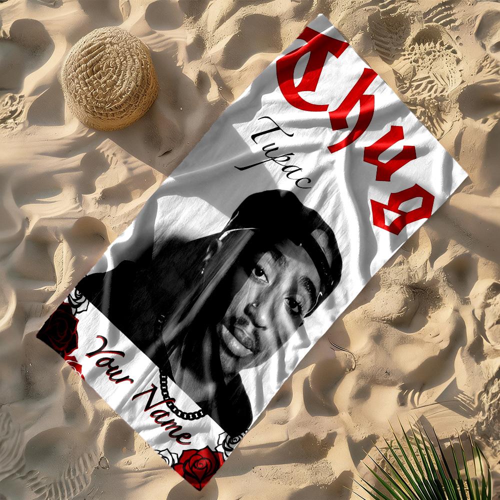 2pac Customized Name Beach Towel Super Soft Microfiber Quickdry Fabric Ideal for Travel Outdoor Swim Pool Yoga Surf Camping Hiking Gym Gift Holiday