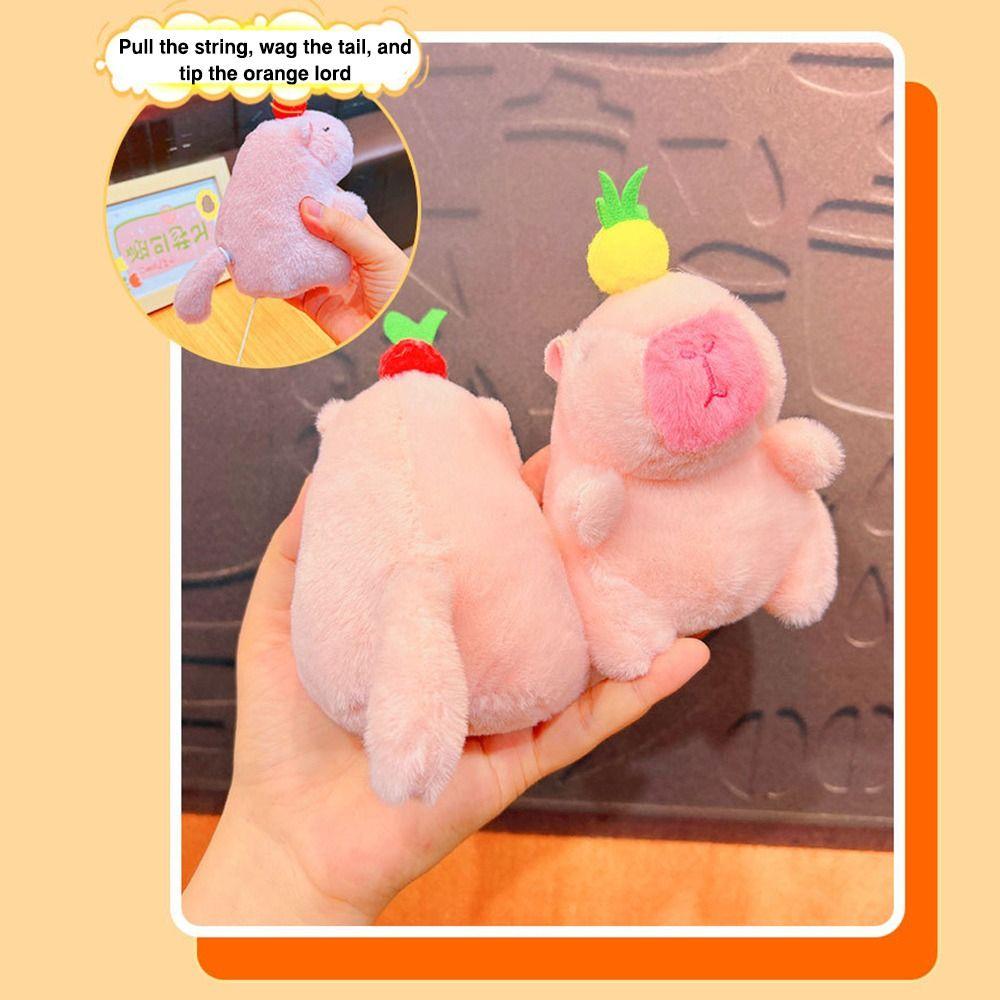Cute Wagging Tail Capybara Doll Plush Cartoon Capybara Doll Creative Fluffty Animal Doll  Kids Toy