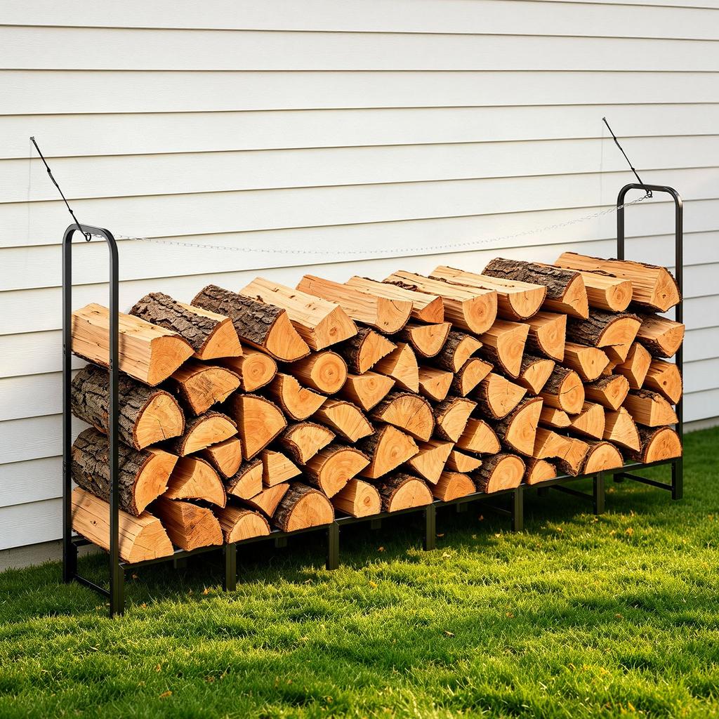 VEVOR Firewood Rack 2415 mm 1/2 Cord Heavy Duty Outdoor Wood Storage Holder, for Fireplace Patio Deck, 500 kg Load Capacity