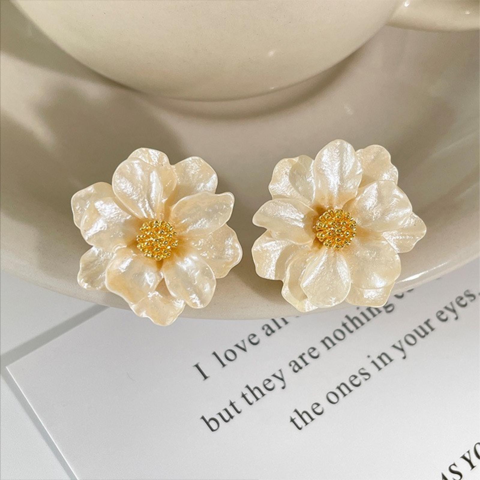 Stylish And Elegant Earrings With Camellia Flower Studs One Size