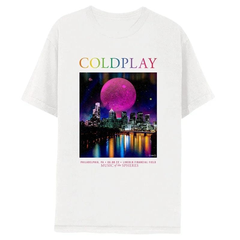 2025 Classic Coldplay Band T Shirt British Rock Music Men and Women Casual T-Shirt Short Sleeve Tee Cotton Tops Summer Clothing
