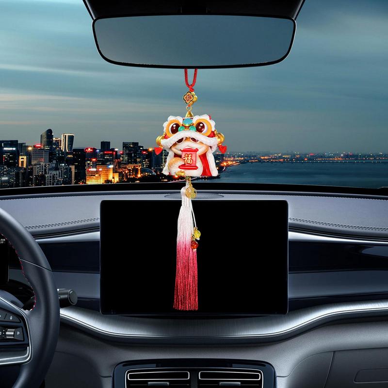 Year Of The Snake 2025 Decorations Rear View Mirrors Pendant Snake Lucky Charm Decorative Pendant With Tassels Beads For Home