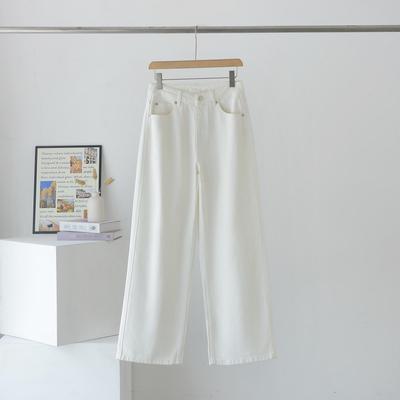2025 Women's Cotton Stretch Denim Straight-Leg Jeans: Slimming & Versatile Casual Wide-Leg Pants