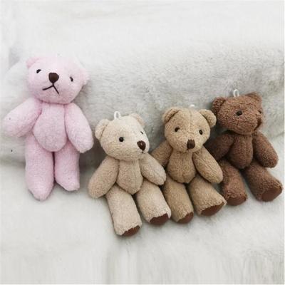12CM Pearl Plush Joint Bear Plush Toy Hat  Gloves Scarf Accessories Bear with Foot Leather Stuffed Pendant Ornaments