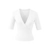 Elegante Camiseta Cruzada en V con Ceñido a la Cintura para Mujer - Capa Base de Manga Corta para Verano