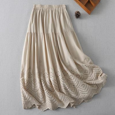 Skirt Women Summer Casual Versatile Elastic High Waist Loose Skirt Oversize Stretchy Cotton Dresses