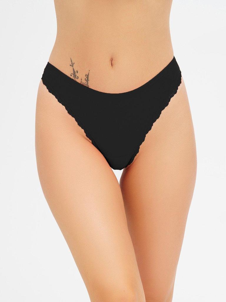 Cotton Thong with Lace Trim ISSA Plus