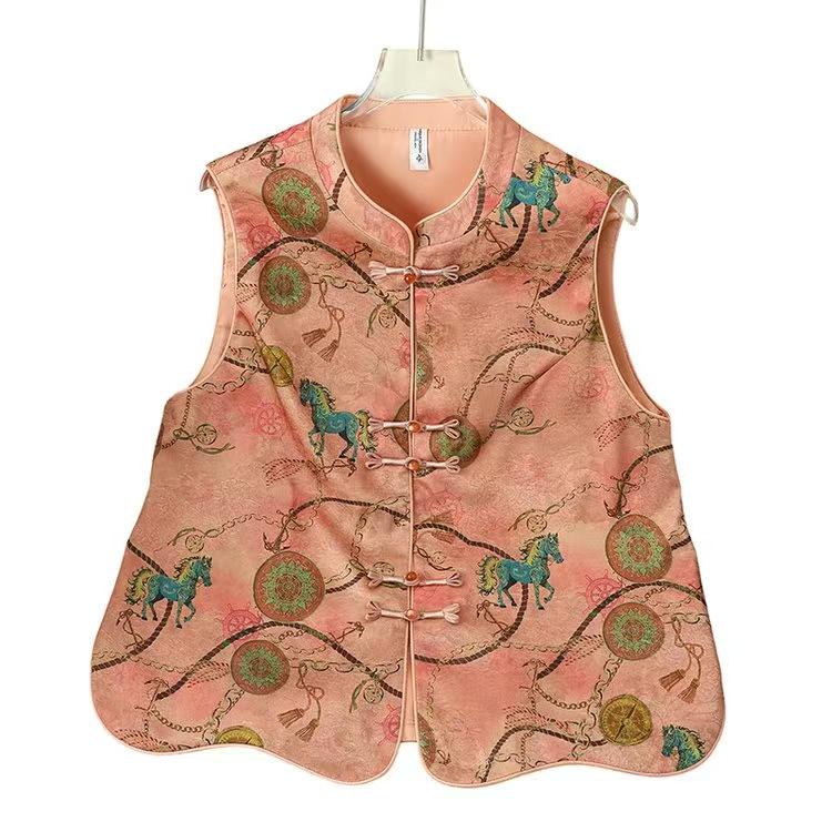 

2026 Women s Embroidered Sleeveless Vest: Loose Fit, Chinese National Trend for Spring/Autumn 3XL рожевий