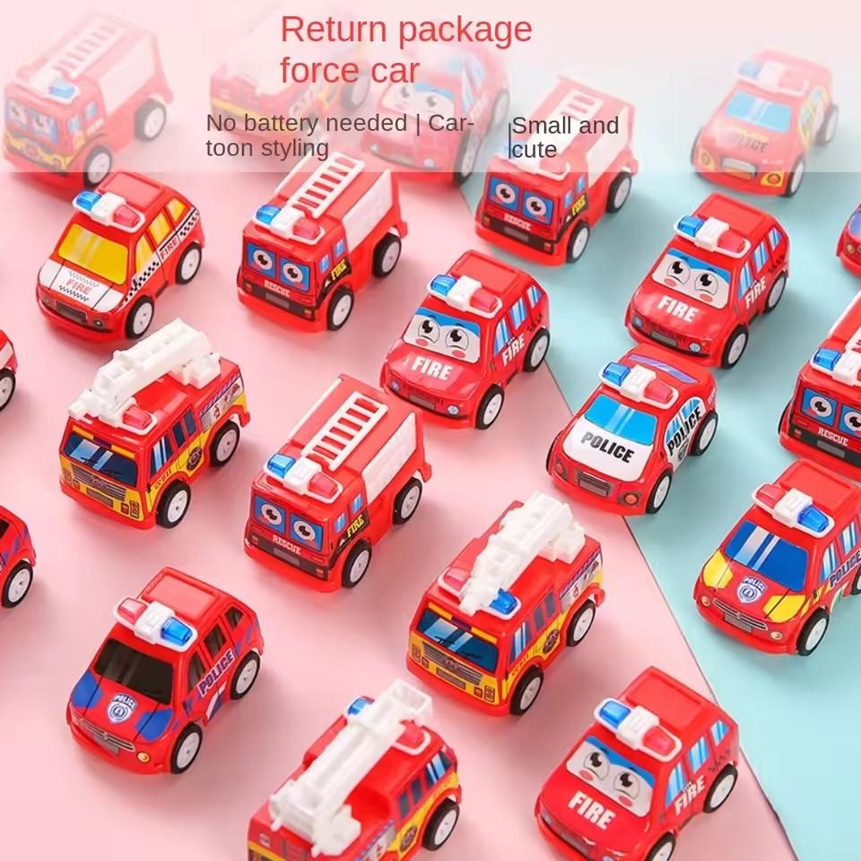 Cartoon Mini Pull Back Fire Truck Police Car Toys for Birthday Party Favors Campus Rewards Gift