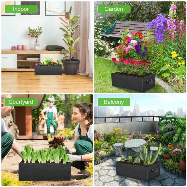 1/2/3 PCS Planting Grow Bag Rectangle Plant Bed Elevated Vegetable Box Fabric Garden Bed Breathable Planting Container Grow Bag Planter Pot
