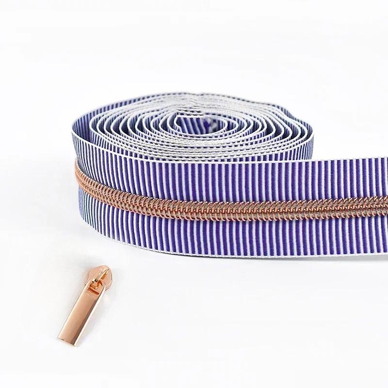 2-5Meters 5# Meetee Striped Nylon Zippers Tape for Sewing Plastic Roll Coil Zip By The Meter Zipper Closure Garment Accessories