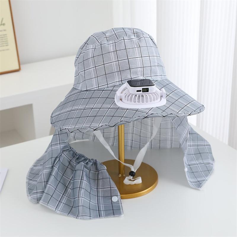 Spring and summer new sunshade sunscreen bucket hat women's large brim solar fan farm shawl tea picking hat