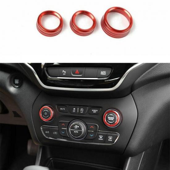 Fit For Dodge Durango 2015- Red Aluminum Car Volume Switch Button Cover Ring