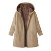  Women's Fleece Hooded Sweatshirt Print Trench Coat Thick Warm Top