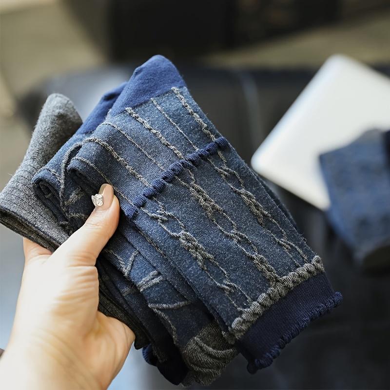 1PC Navy Blue Timeless Seamless Well-Made Versatile Comfortable Vintage Soft Mid-Calf Elegant Socks Seam-Free