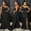 New Fashion Solid Color Sexy Tight One-shoulder Sleeve Long Dress for Party - Women's Private Wear Aristocratic Style Evening Gown