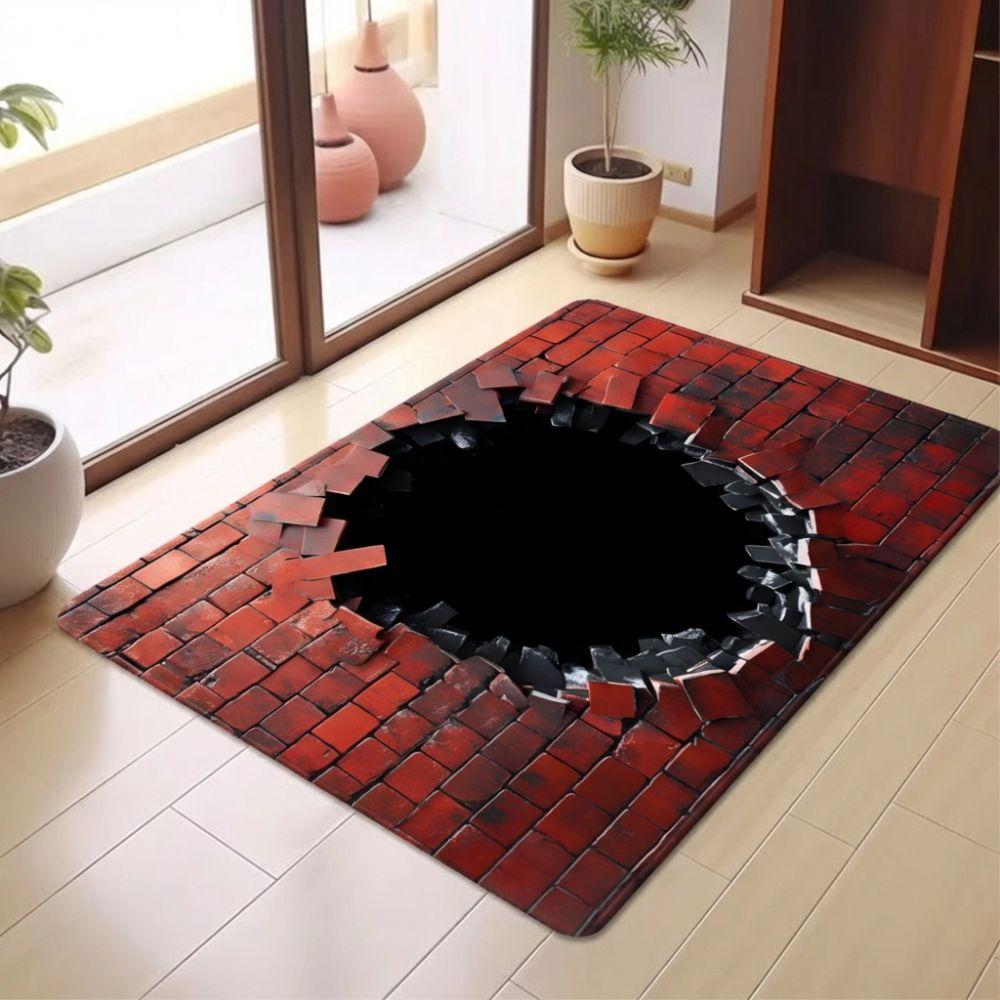 3D Flat Optical Illusion Doormat Non-slip Abrasion-resistant Bathroom Carpet Durable Water-absorbing Bedroom Door Rug Home Decor