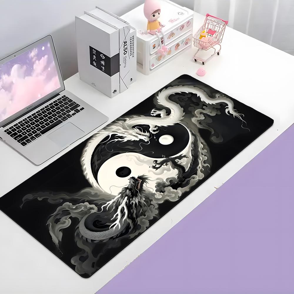 Art Traditional TTai Chi Ink Wash Mouse Pad Large Gaming Mousepad With Thick Stitched Edge NonSlip Desk Mat