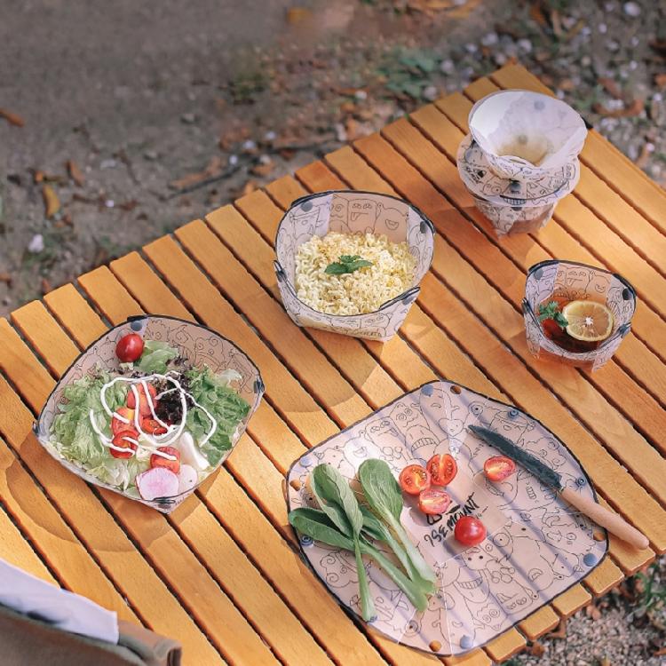 Lightweight Folding Bowl Plate Cup Filter Portable Plastic Picnic Tableware