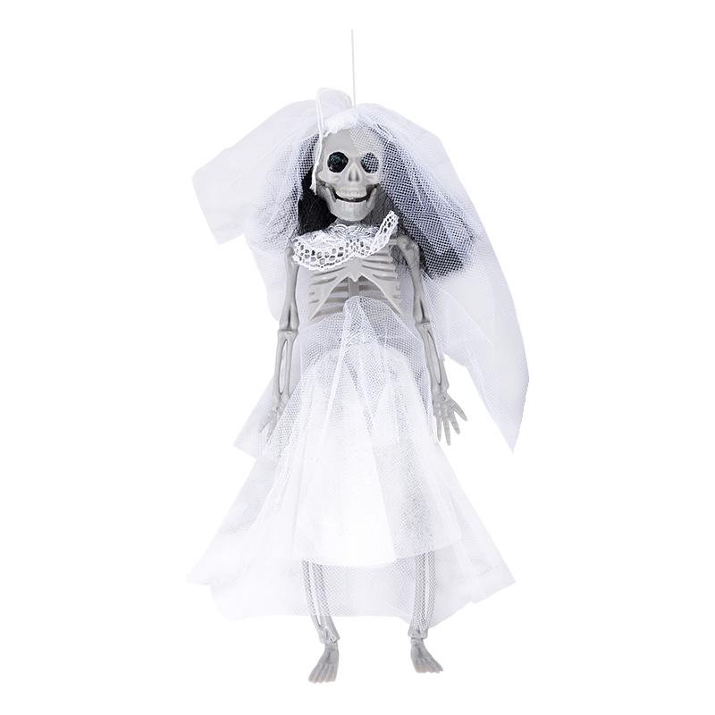 Halloween Skeleton Bride and Groom Couple Ornament Skull Bone Hanging Decoration for Home Haunted House Horror Props Bar Decor