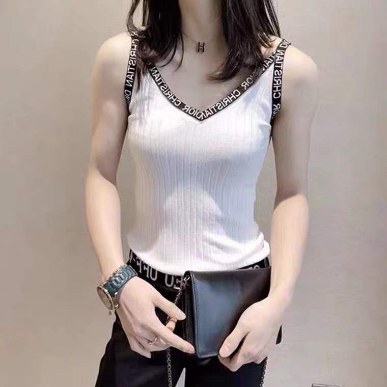 

Летняя женская облегающая майка с V-образным вырезом, сексуальный топ-халтер на лето XXXL белый