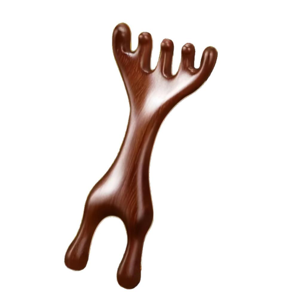 Four-in-One Sandalwood Deer Antler Massage Brush: Eye, Scalp, Gua Sha, Meridian.