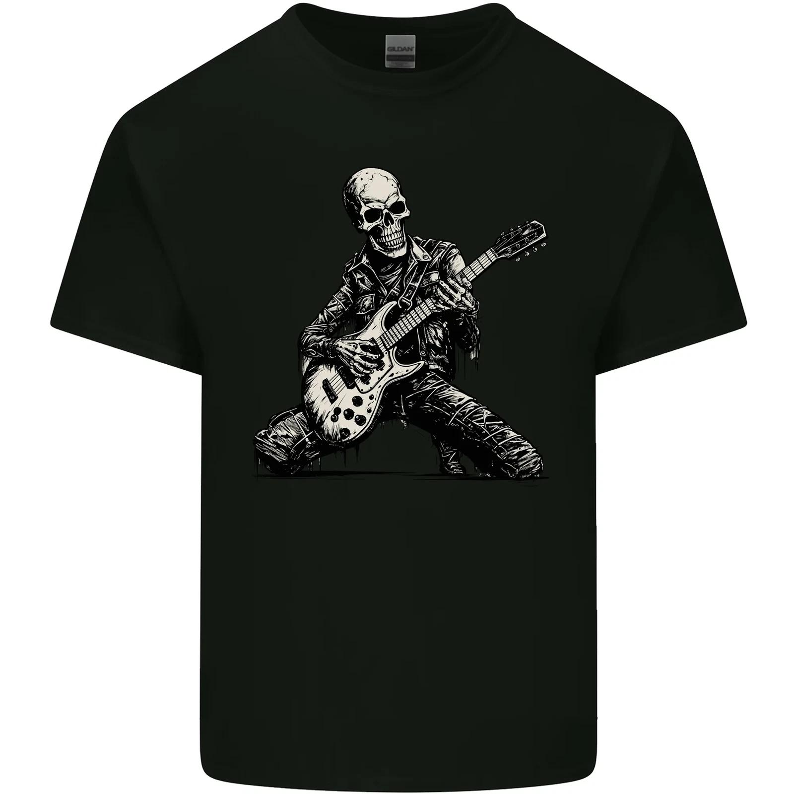 Rock n Roll Skeleton Skull Guitar Player Music Kids T-Shirt Childrens XL