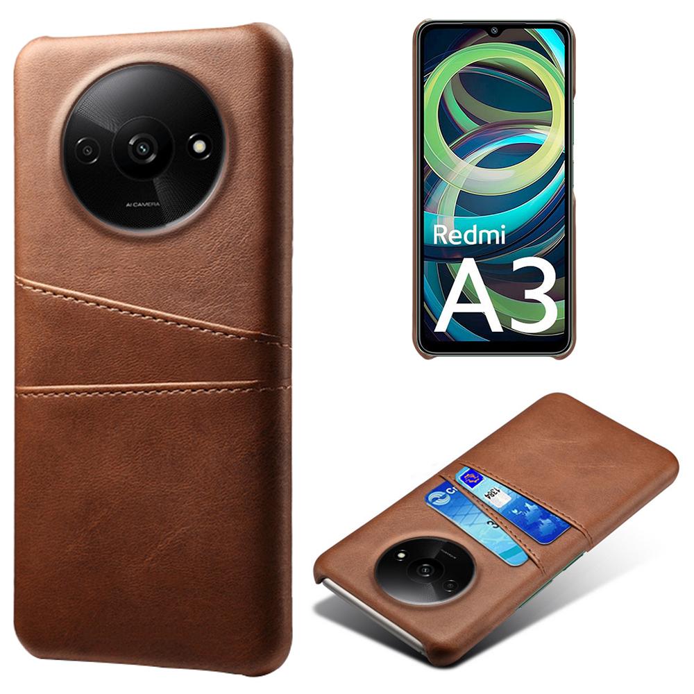 For Xiaomi Redmi A3 4G/Poco C61 4G Case Card Slots PU Leather Coated PC Hard Phone Cover