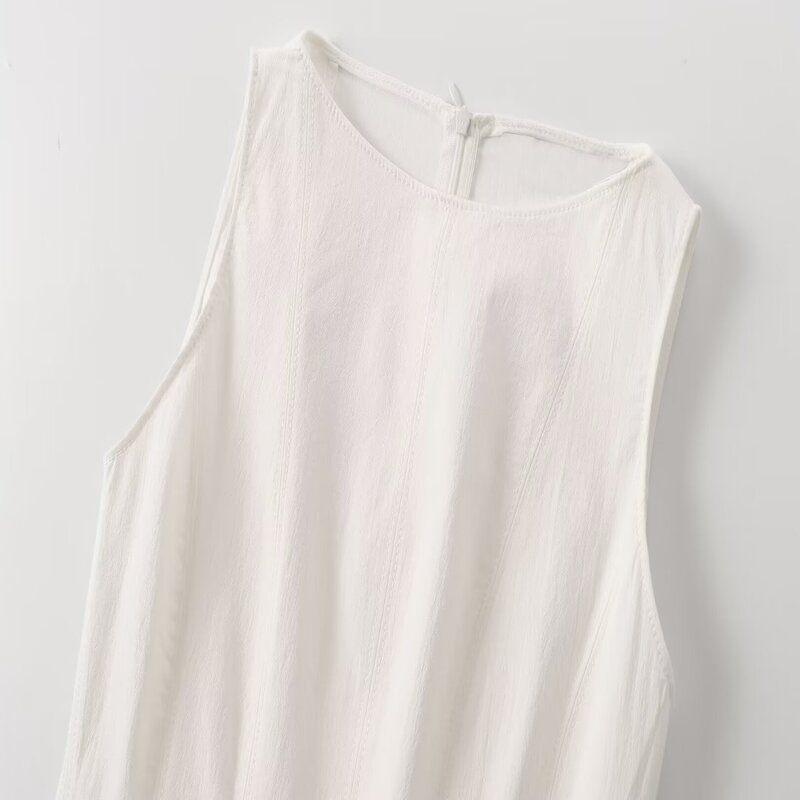 Fashion Style 2024 Summer New Arrival Women's Clothing Sleeveless Elegant Easiest for Match Cotton Blended Skating Dress 2989653