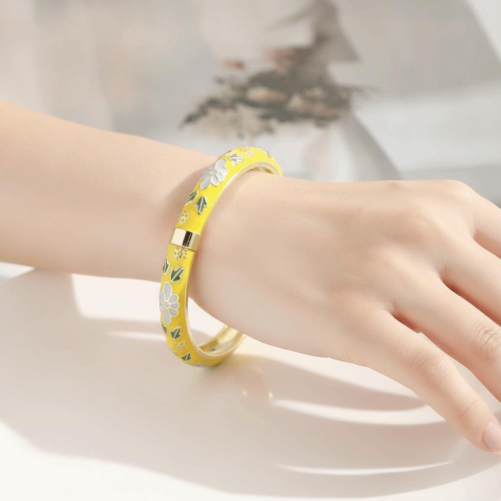 Ethnische Blumenmotive Emaille-Armband Zink Zinklegierung Material Cloisonné-Armband Traditioneller Stil